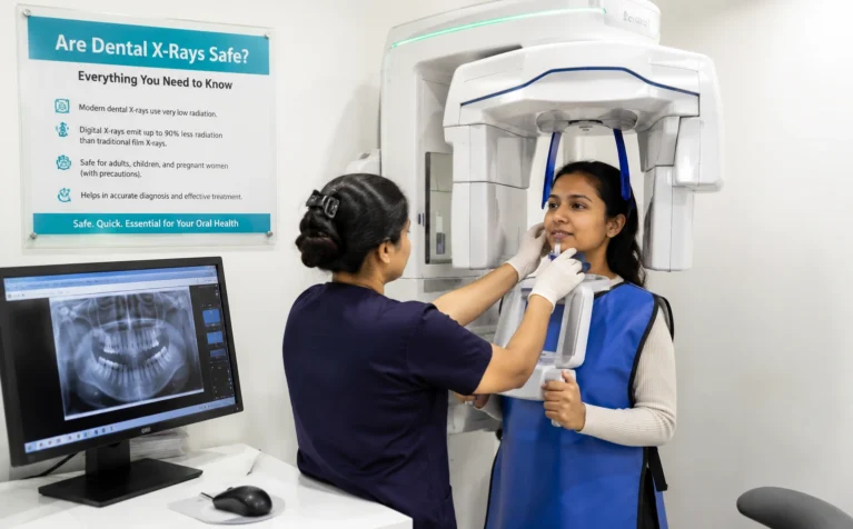 Find modern dental X-ray scan setup with safe digital imaging technology in dental clinic