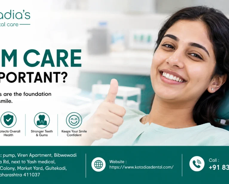 Find dentist examining healthy gums during preventive dental care consultation in clinic.