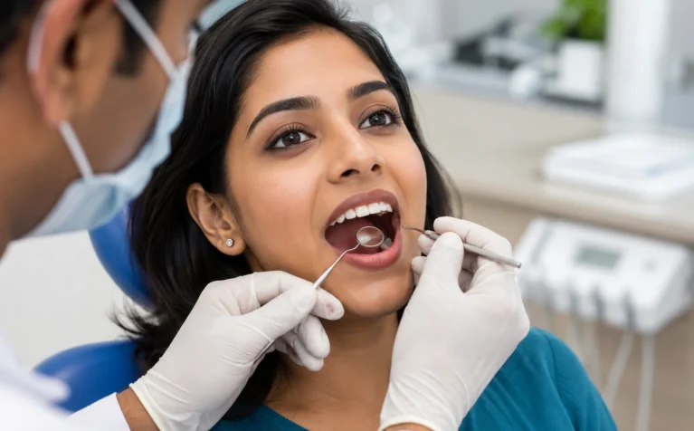 Root canal specialist examining patient's teeth at a modern dental clinic in Pune