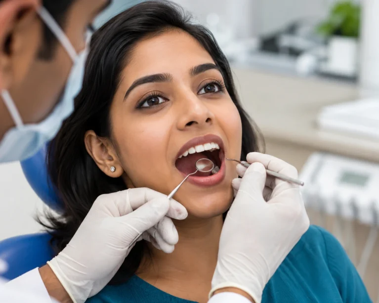 Root canal specialist examining patient's teeth at a modern dental clinic in Pune