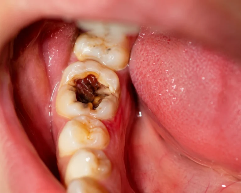 Dentist examining infected tooth X-ray before root canal treatment in Pune