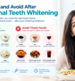 Fresh white-diet foods recommended after teeth whitening treatment at a dental clinic.